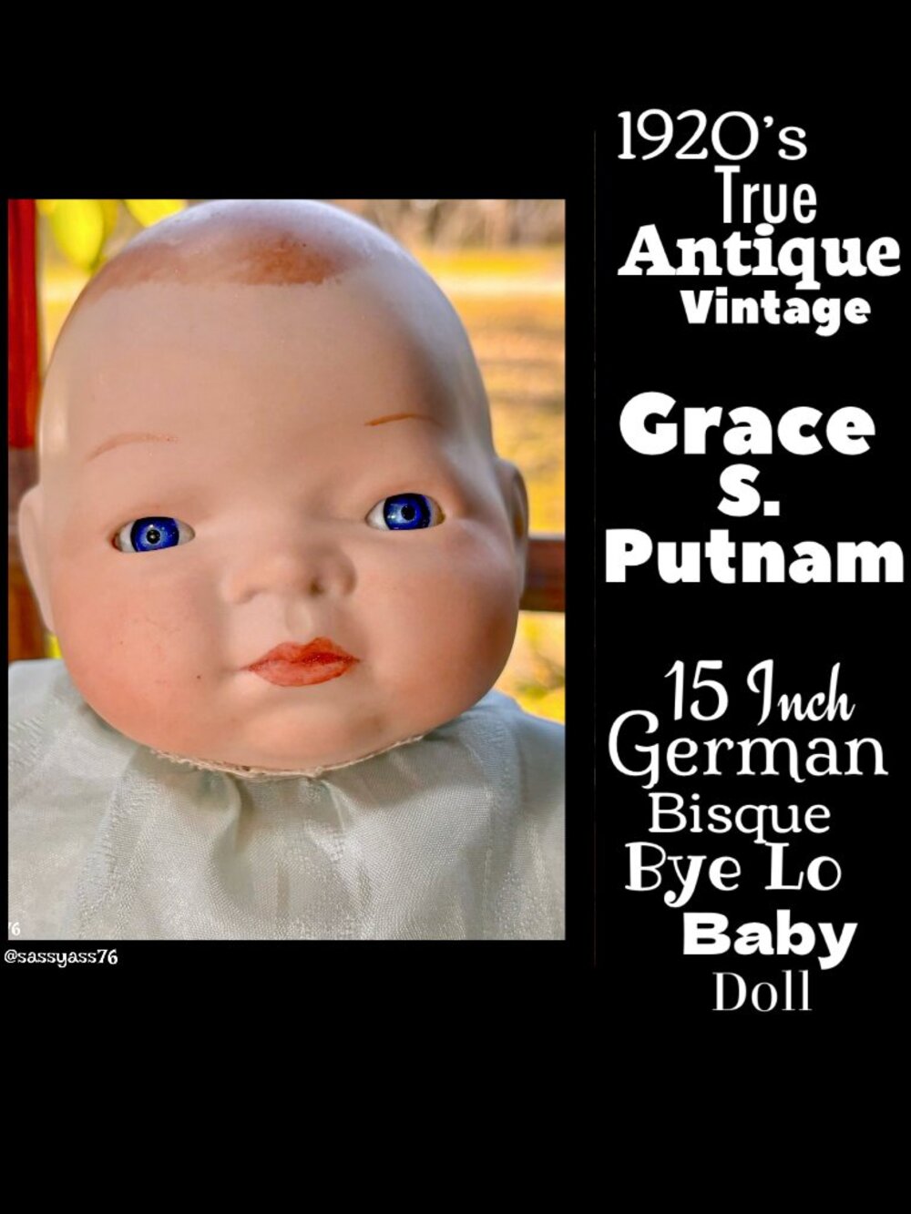 ▪️ ANTIQUE▪️GRACE S PUTNAM▪️1920's 15" German Bisque Porcelain Bye Lo Baby Doll